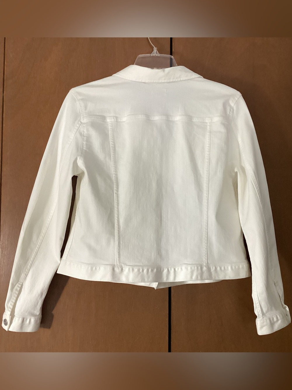 LOFT XL White Cotton Denim Jean Jacket - Button-Front Long Sleeve - Picture 4 of 8